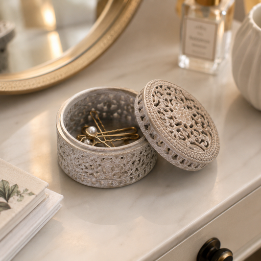 Royal Floral Carving Marble Box