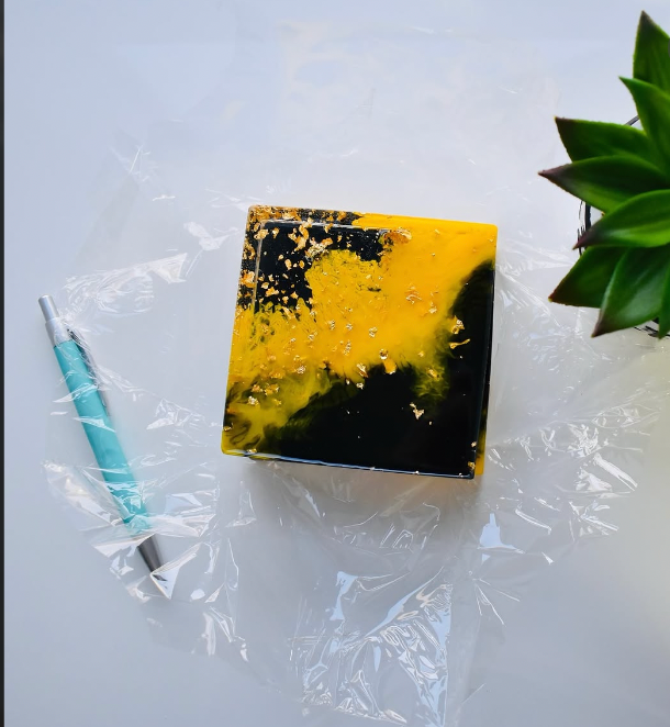 Bumble Bee Yellow & Black Resin Coasters