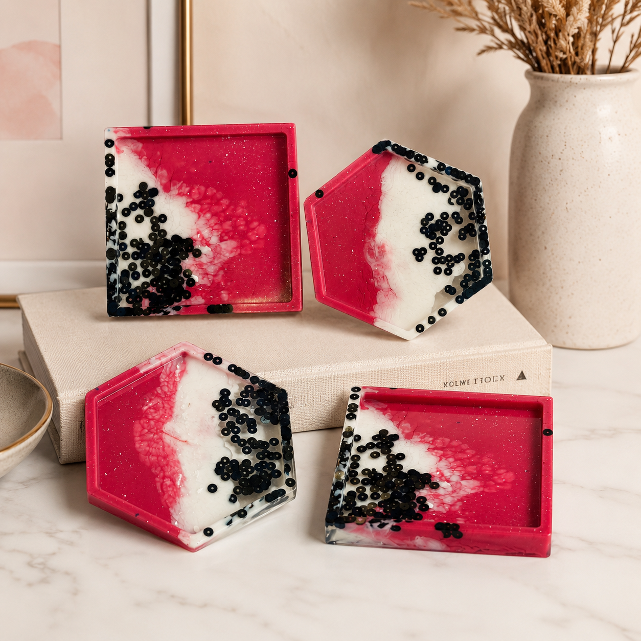 Pink Candy Resin Coasters