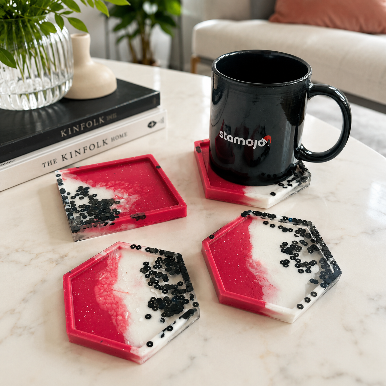 Pink Candy Resin Coasters