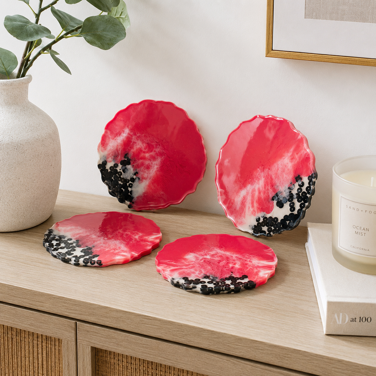 Pink Candy Resin Coasters