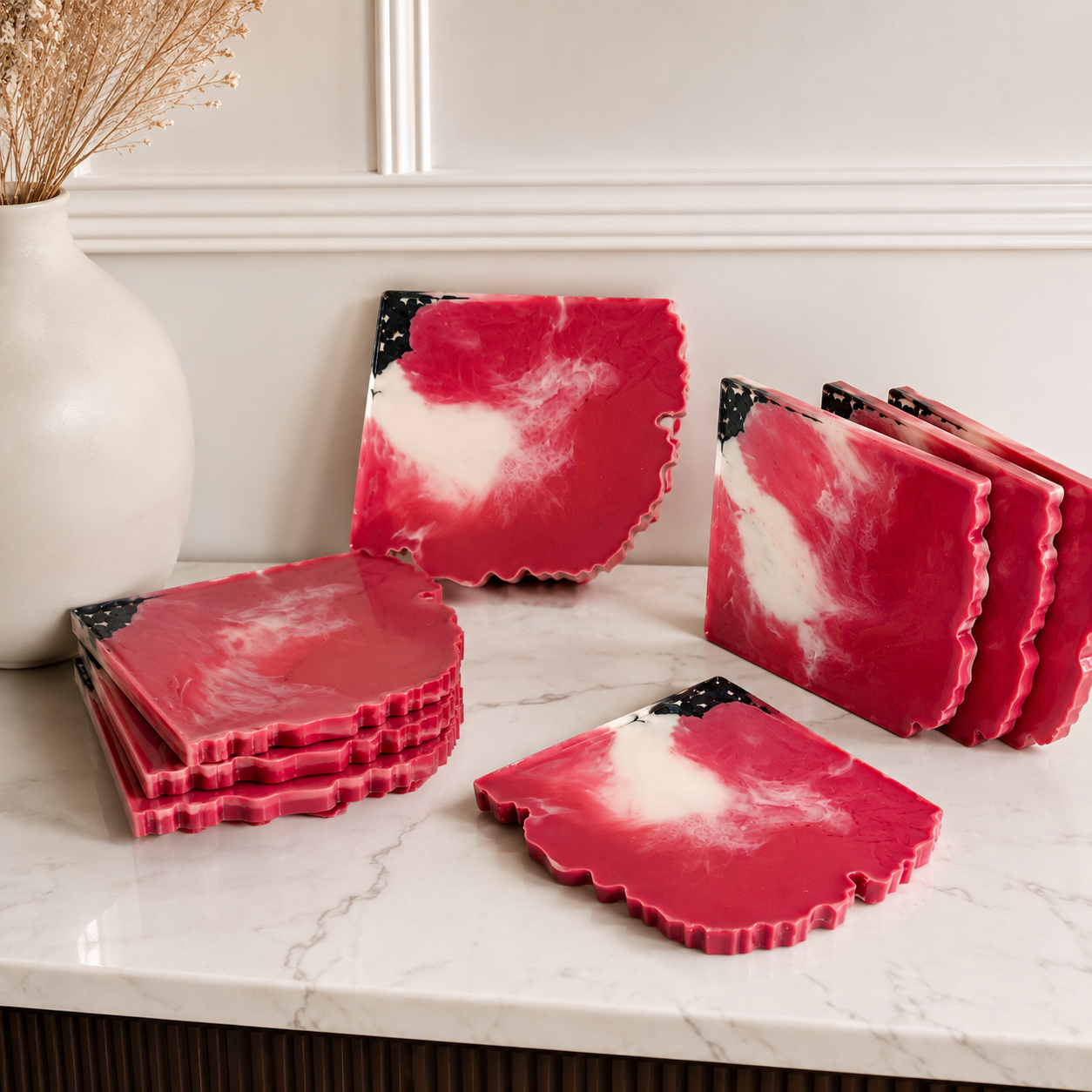 Pink Candy Resin Coasters