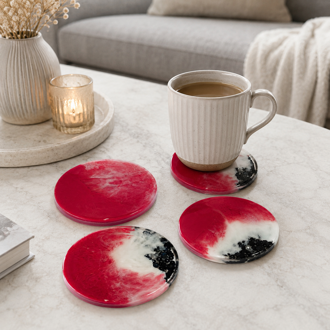 Pink Candy Resin Coasters