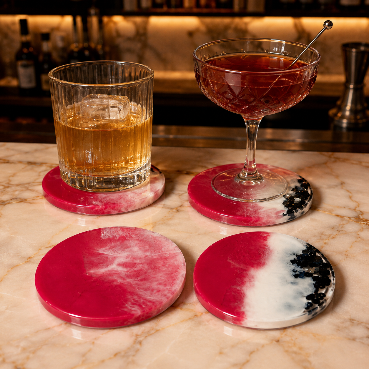 Pink Candy Resin Coasters
