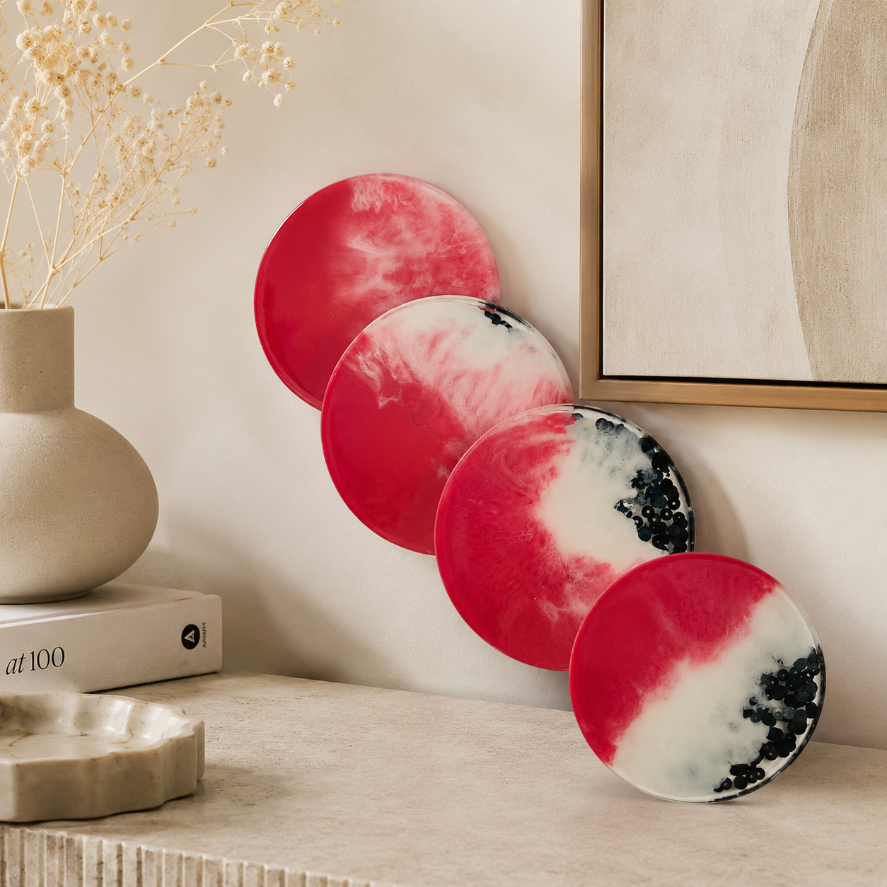 Pink Candy Resin Coasters