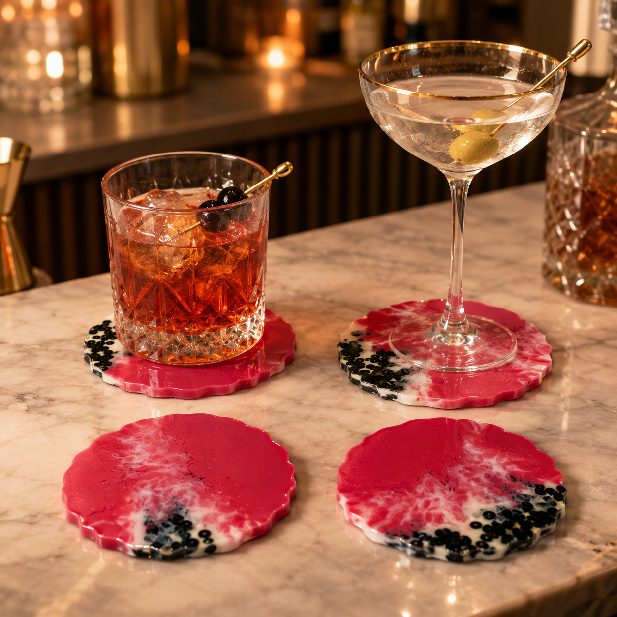 Pink Candy Resin Coasters