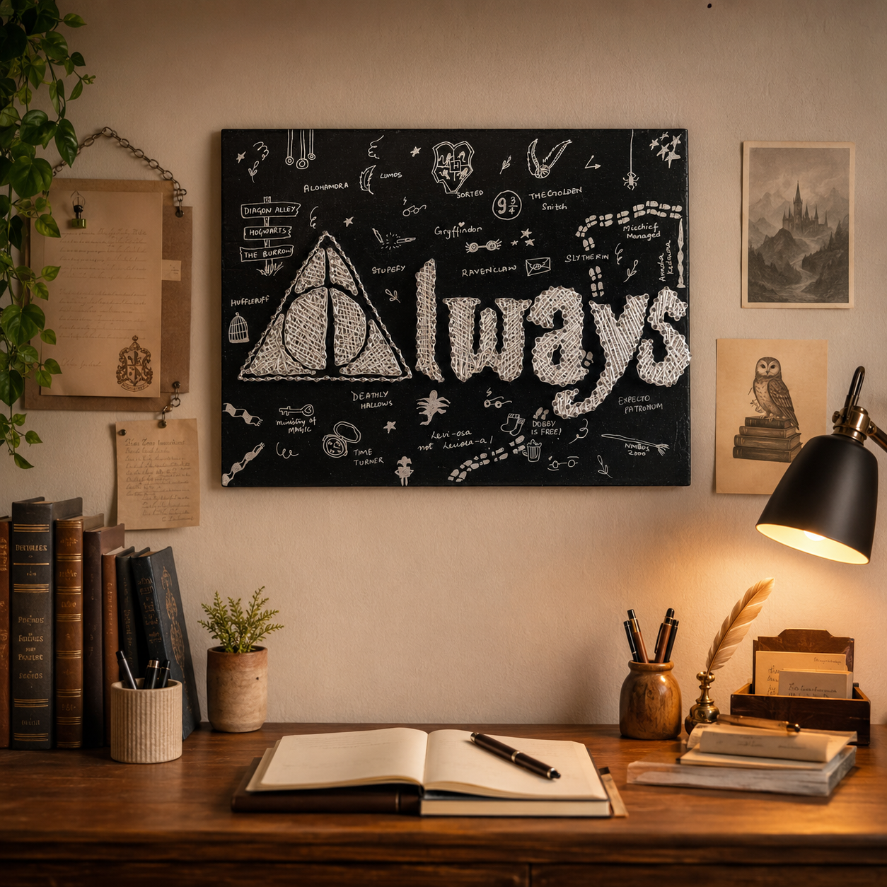 Always Handmade String Art – Wizard-Inspired 12x16"