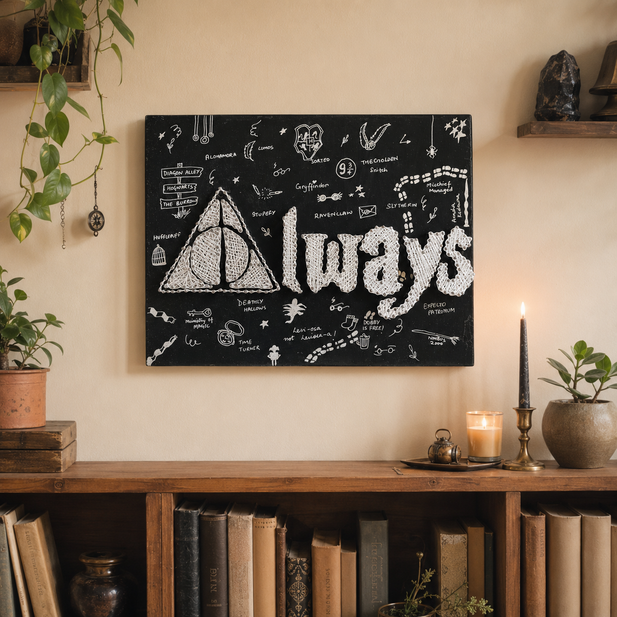 Always Handmade String Art – Wizard-Inspired 12x16"