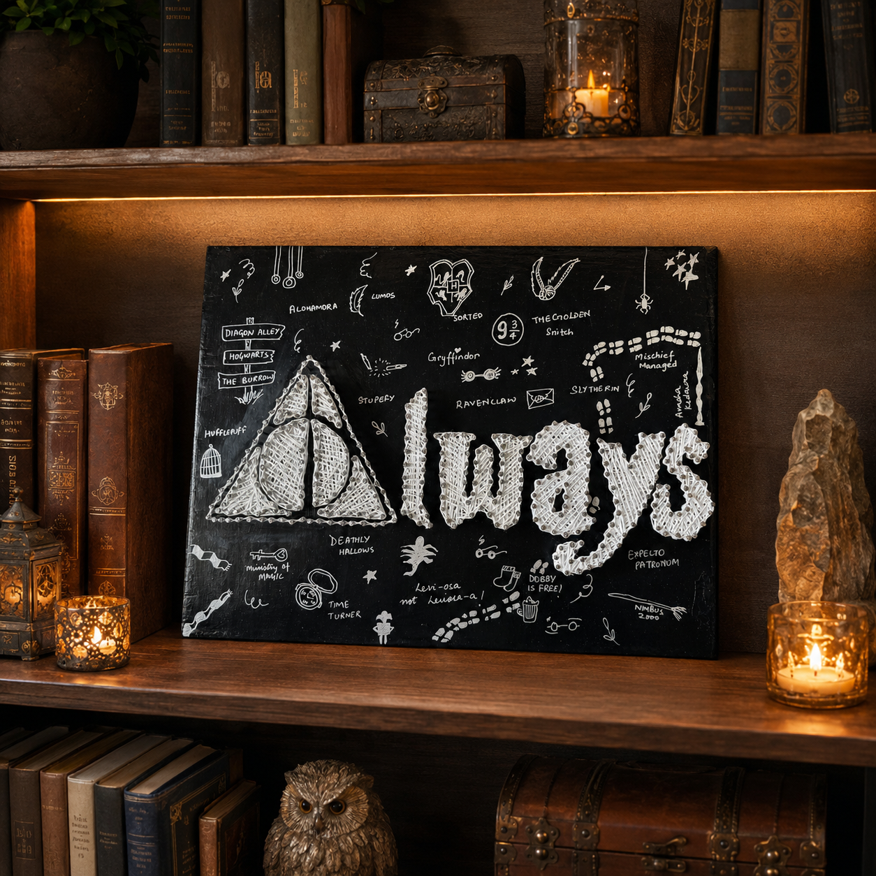Always Handmade String Art – Wizard-Inspired 12x16"