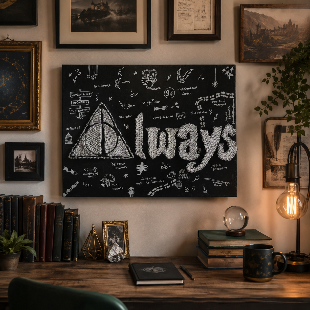 Always Handmade String Art – Wizard-Inspired 12x16"