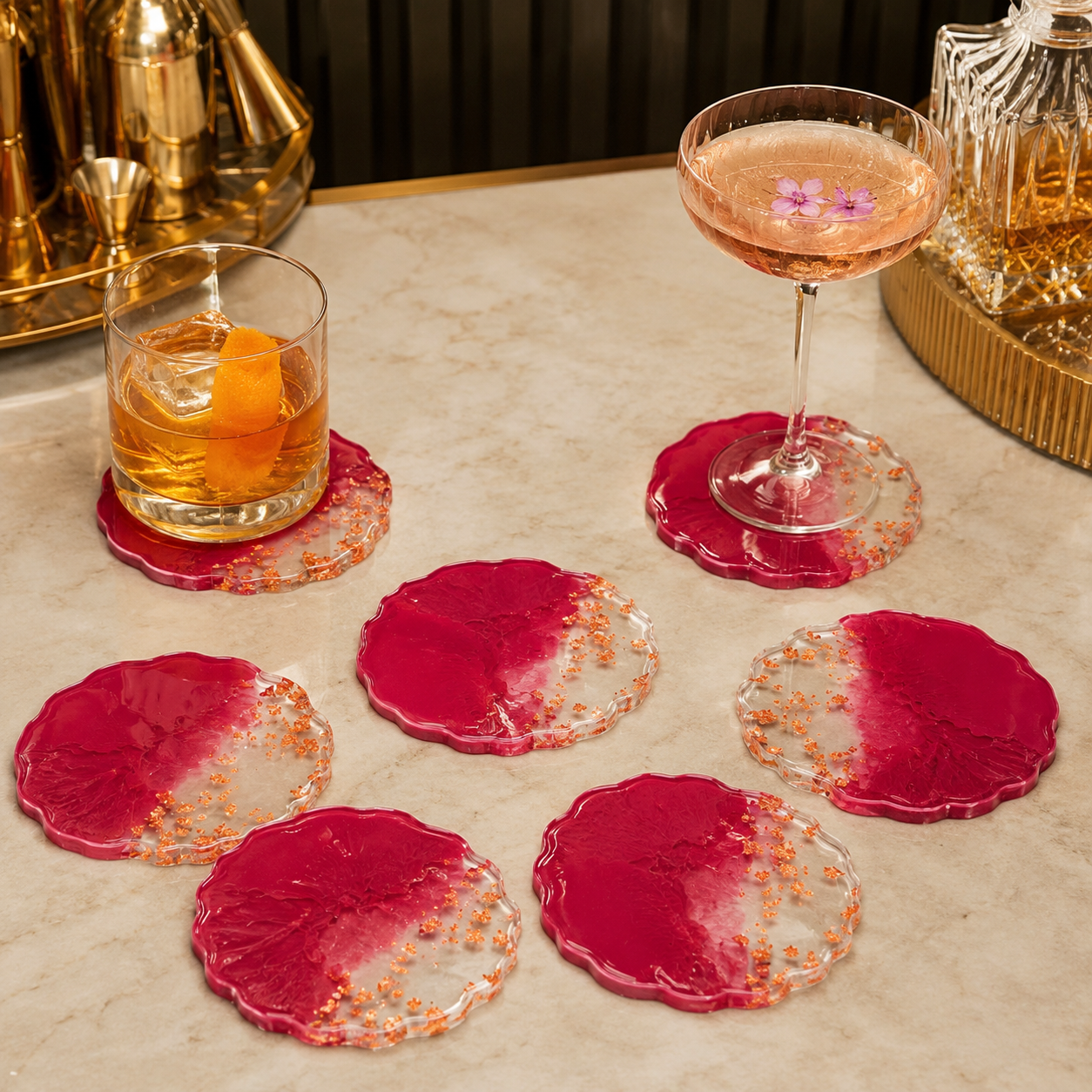 Red Ombre Coasters - Set of 6 [Pre order]