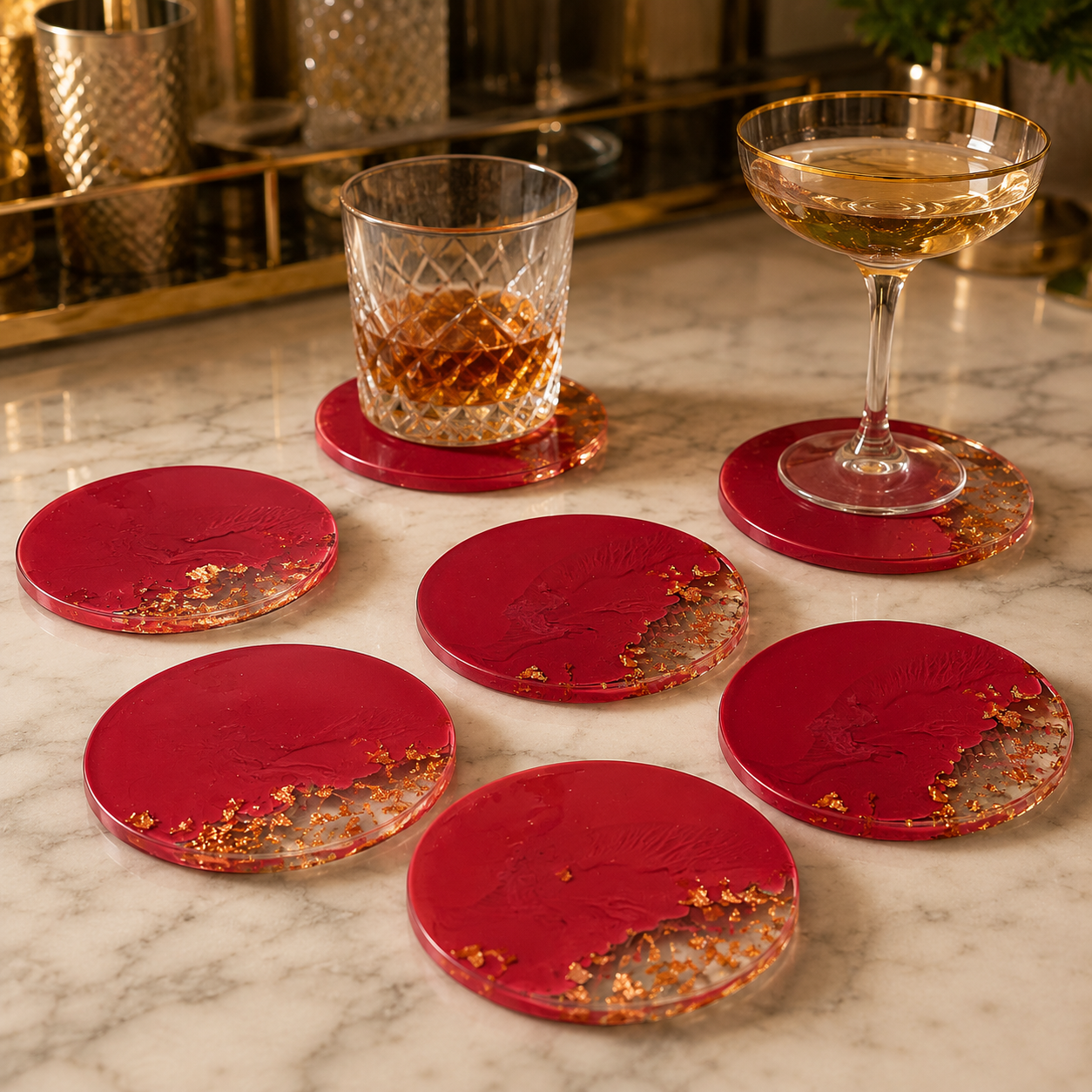 Red Ombre Coasters - Set of 6 [Pre order]